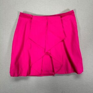 Maeve Anthropologie Pink Cotton Skirt Asymmetrical Layered Front US 14